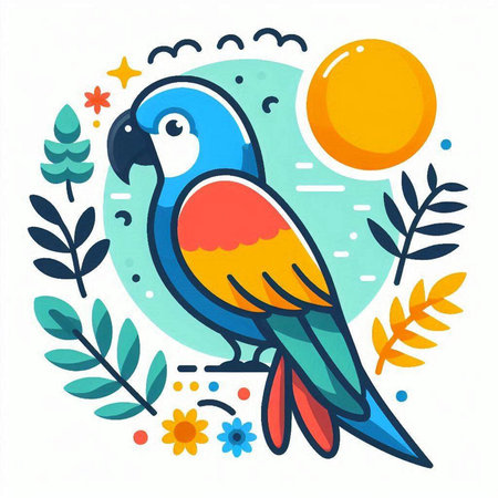Cute parrot vector illustration. Colorful parrot icon.のイラスト素材