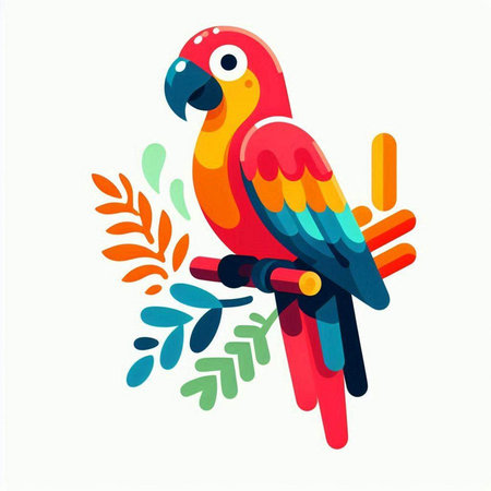 Colorful parrot isolated on the white background. Vector illustration.のイラスト素材