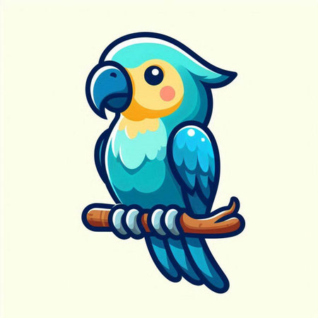 Cute blue parrot isolated on white background. Vector illustration.のイラスト素材