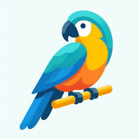 Parrot on a branch. Vector illustration in a flat style.のイラスト素材
