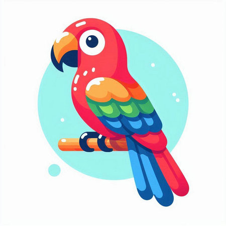 Cute parrot on white background. Vector illustration in cartoon style.のイラスト素材