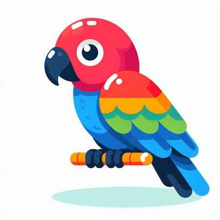 Parrot on a white background. Vector illustration in cartoon style.のイラスト素材