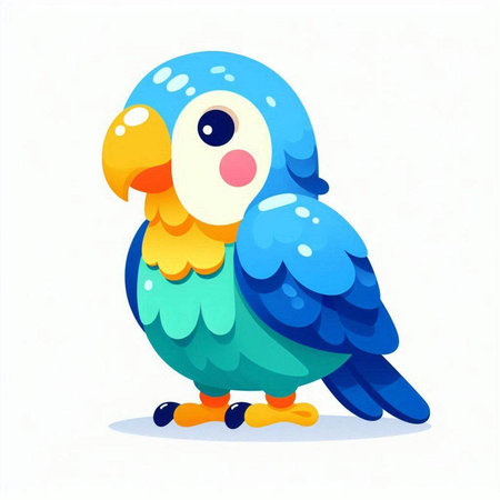 Cute cartoon parrot. Vector illustration isolated on white background.のイラスト素材