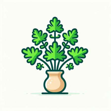 Parsley plant in vase. Flat style vector illustration.のイラスト素材