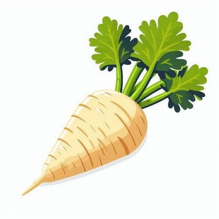 fresh parsnip isolated on a white background. Vector illustration.のイラスト素材