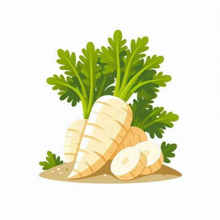 Daikon radish isolated on white background. Vector illustration.のイラスト素材