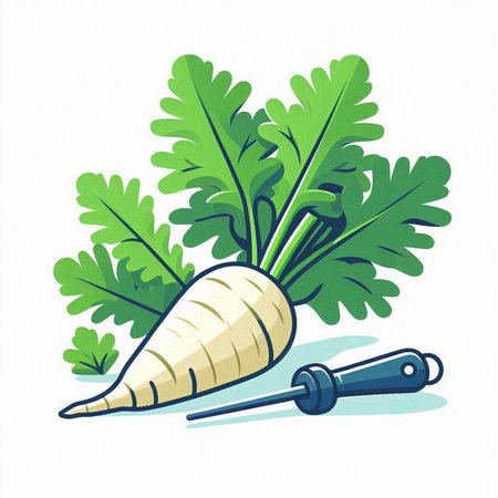Carrot with green leaves. Vector illustration isolated on white background.のイラスト素材