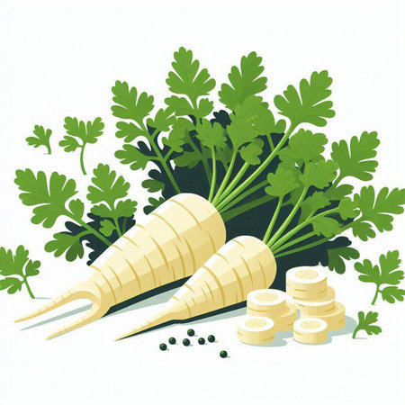 Parsley with parsley on white background. Vector illustration.のイラスト素材