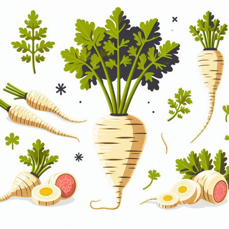 Set of parsley vegetables on white background. Vector illustration for your designのイラスト素材