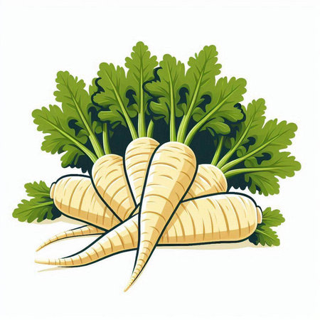 Parsnip isolated on a white background. Vector illustration.のイラスト素材