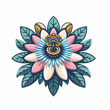 Beautiful flower with a ring on a white background. Vector illustration.のイラスト素材
