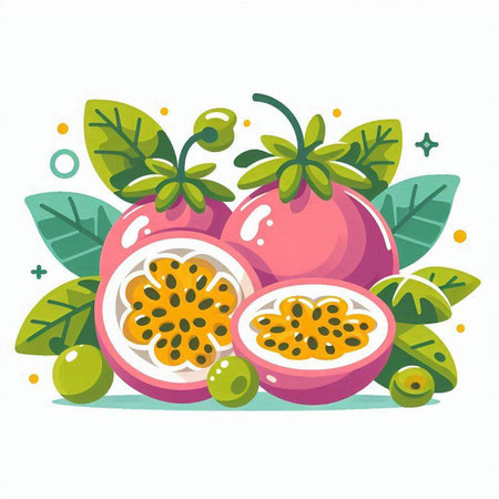 Passion fruit vector illustration. Isolated on a white background.のイラスト素材