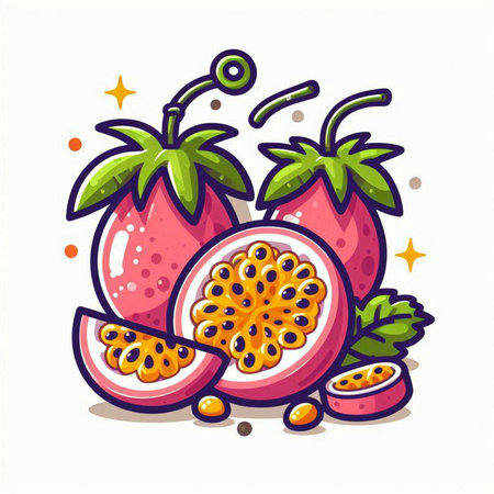 Passion fruit vector illustration. Isolated passion fruit on white background.のイラスト素材