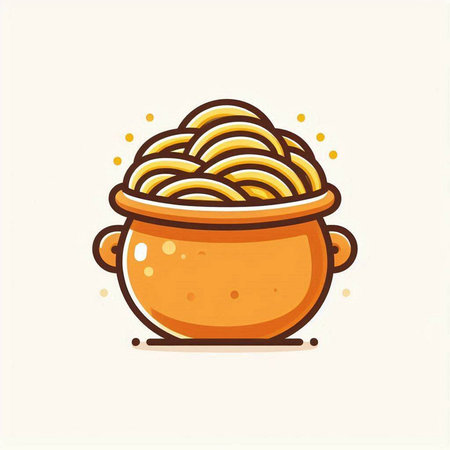 Illustration of a pot of pasta on a white background. Vector illustrationのイラスト素材
