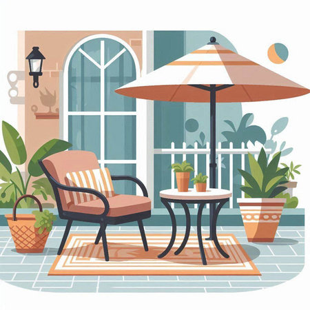 Interior of a house with furniture. Vector illustration in flat styleのイラスト素材