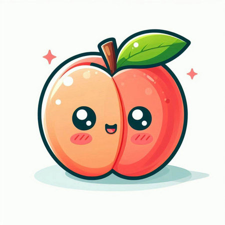 Cute cartoon peaches. Vector illustration isolated on white background.のイラスト素材