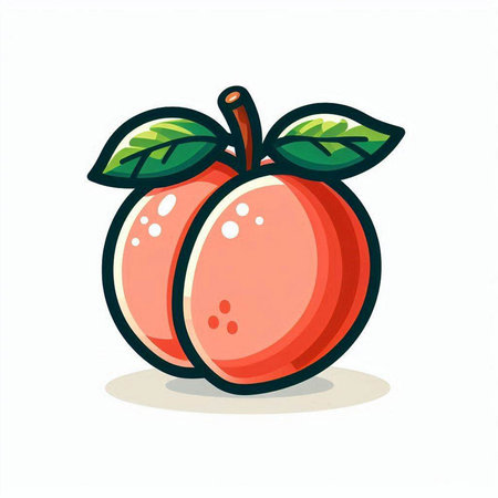 Peach fruit vector illustration isolated on white background. Hand drawn peach icon.のイラスト素材