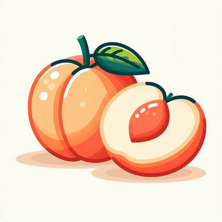 Pumpkin and peach. Vector illustration isolated on white background.のイラスト素材