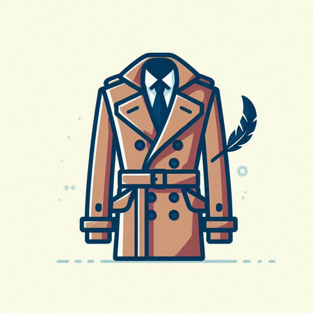 Vector illustration of a coat with feathers. Flat line art style.のイラスト素材