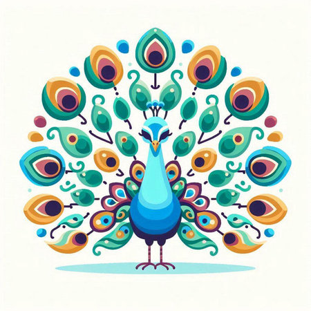 Peacock. Vector illustration. Isolated on white background.のイラスト素材