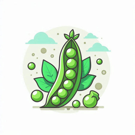 Green peas icon on white background. Vector illustration. Eps 10.のイラスト素材