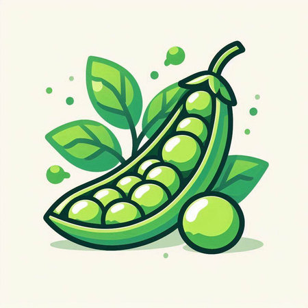 peas and green peas on a light background. Vector illustration.のイラスト素材