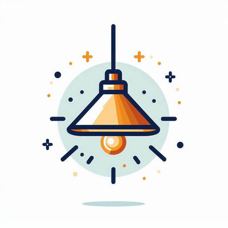 Ceiling lamp icon. Vector illustration in flat linear style.のイラスト素材