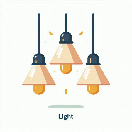 Vector illustration of a set of lamps in flat style. Lighting equipment.のイラスト素材