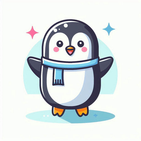 Cute penguin cartoon vector illustration. Cute penguin icon.のイラスト素材