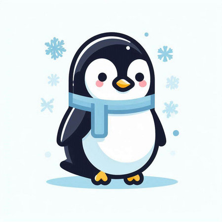 Cute penguin with scarf. Vector illustration in cartoon style.のイラスト素材
