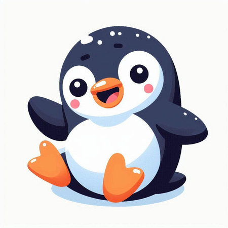 Cute cartoon penguin. Vector illustration isolated on white background.のイラスト素材