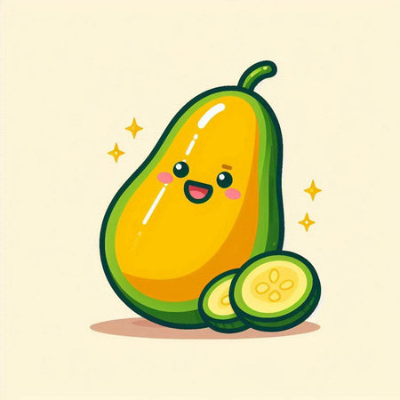 Cute kawaii papaya fruit character. Vector illustration.のイラスト素材