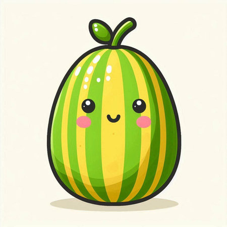 Cute cartoon watermelon on a white background. Vector illustration.のイラスト素材