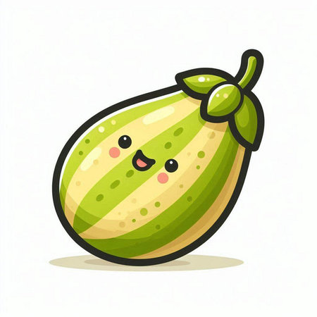 Cute cartoon melon character. Vector illustration isolated on white background.のイラスト素材