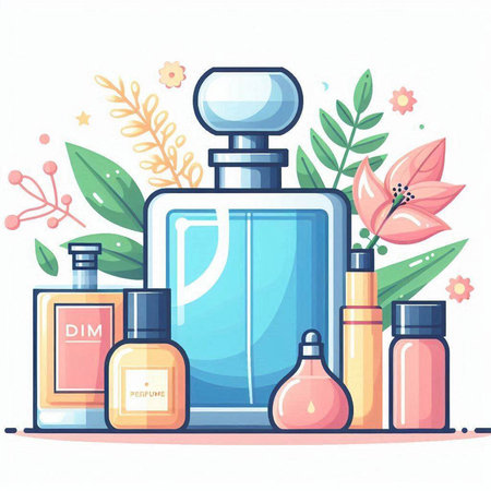 Perfume bottles. Perfume bottles in flat style. Vector illustrationのイラスト素材