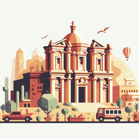 Vector illustration of famous landmark in United Arab Emirates, United Arab Emiratesのイラスト素材