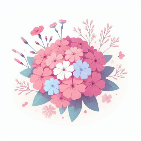 Floral background with pink and blue flowers. Vector Illustration.のイラスト素材
