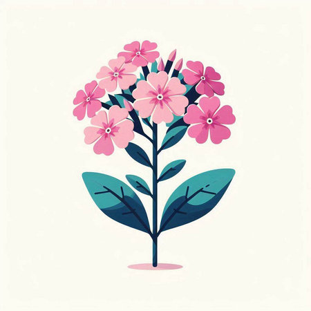 pink flower with leaves over white background, colorful design, vector illustrationのイラスト素材