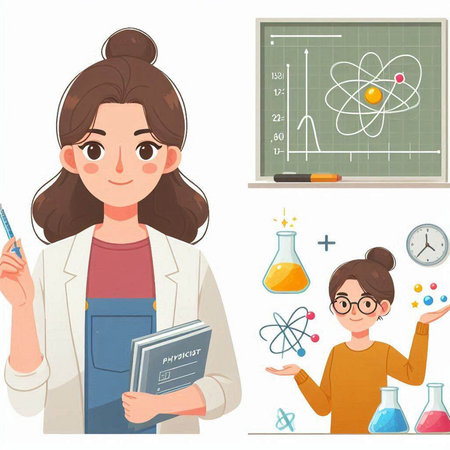 Vector illustration of a teacher and student in the classroom. Education concept.のイラスト素材
