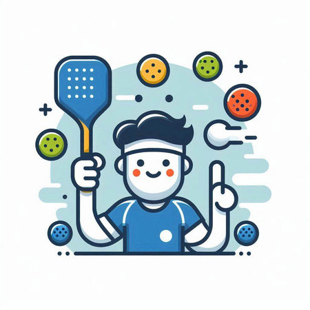 Cartoon man with kitchen utensils, flat design vector illustrationのイラスト素材