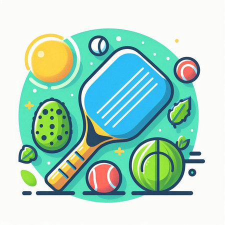 Tennis flat line icon. Vector illustration for web and mobile designのイラスト素材
