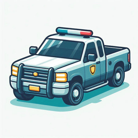 Police car on a white background. Vector illustration of police car.のイラスト素材