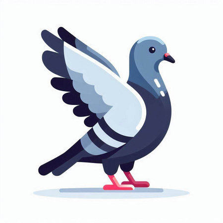Pigeon on white background. Vector illustration in flat style.のイラスト素材