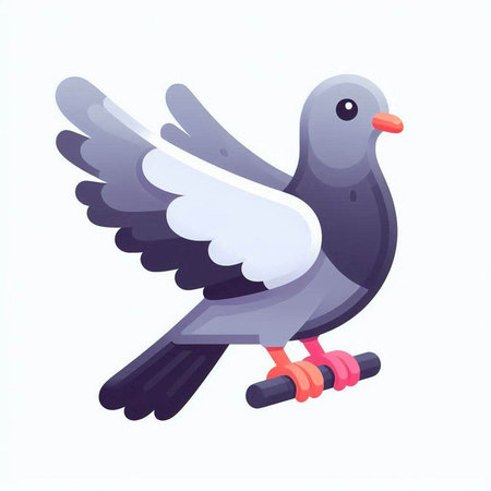Pigeon on skates. Vector illustration in cartoon style.のイラスト素材