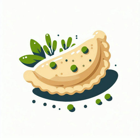 Pancakes with green peas. Vector illustration on white background.のイラスト素材