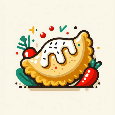 Cute hand drawn pie. Vector illustration for your design. Doodle style.のイラスト素材