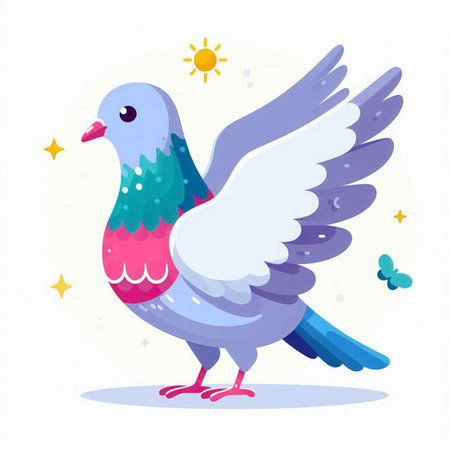 Pigeon vector illustration. Cute cartoon bird. Vector illustration.のイラスト素材