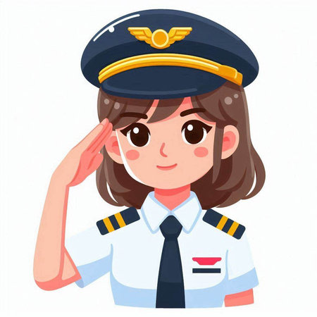Airline stewardess in uniform. Vector illustration in cartoon styleのイラスト素材