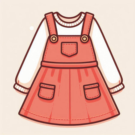 Illustration of red summer dress. Vector illustration of a summer dress.のイラスト素材
