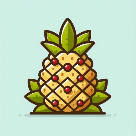 Pineapple fruit vector illustration. Cute cartoon style icon.のイラスト素材